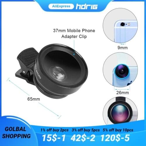 HDRIG New HD 37MM 0.45x 49UV Wide Angle Lens with 12.5x Macro Lens for iPhone 6 Plus 5S 4S Samsung S6 S5 Note 4 Camera lens Kit