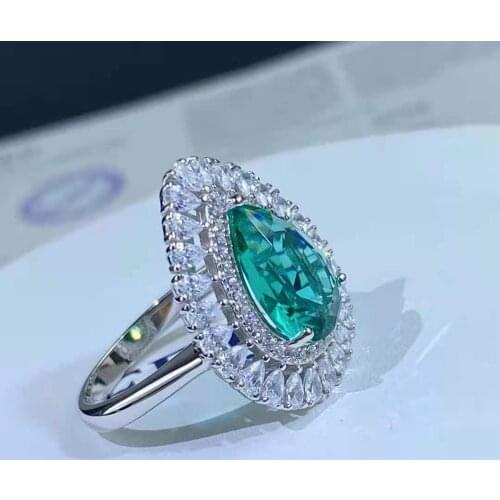Pure 925 Sterling Silver Jewelry Silver Rings Green Water Droplets Party Rings 925 Silver Jewelry Colorful Stone Fashion Rings