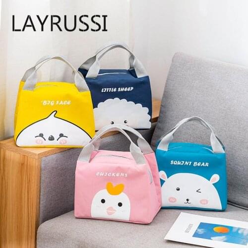 LAYRUSSI Student Lunch Box Bag Portable Cartoon Insulation Pouch Children Small Lunch Bag Bolsa Picnic Bag Borsa Termica Bambini