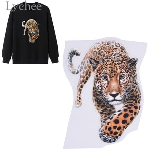 Lychee Leopard Heat Transfer Iron On Patches Animal Pattern Applique DIY Handmade Patch for Clothes Decoration