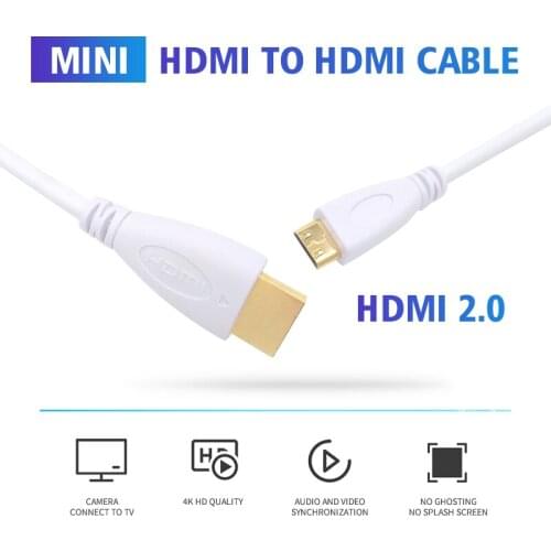 Mini HDMI To HDMI Cable HDMI 2.0 Standards 18gbps Bandwidth For Multimedia Speaker Tv Box 1.4v 30cm 50cm 1m 1.5m 2m 3m 5m White