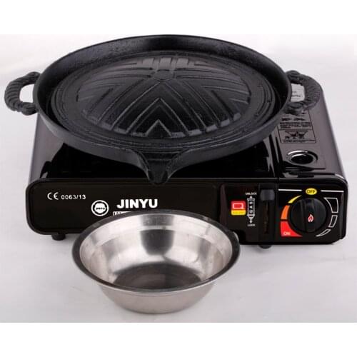 Multi functional Korean BBQ oil spill baking pan Mongolian style cast iron grill plate commercial outdoor convenient oven set