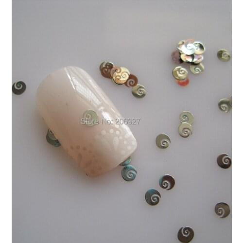 MS312-1 100pcs Sea Series Silver Cute Conch Metal Sticker Nail Art Metal Sticker Nail Art Decoration Non-adhesive Sticker