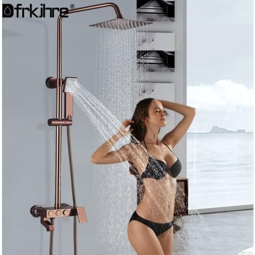Bathroom Faucet White Gold Rain Shower Bath Faucet Wall Mounted Bathtub Shower Mixer Tap Shower Faucet Set 3-way Shower Mixer