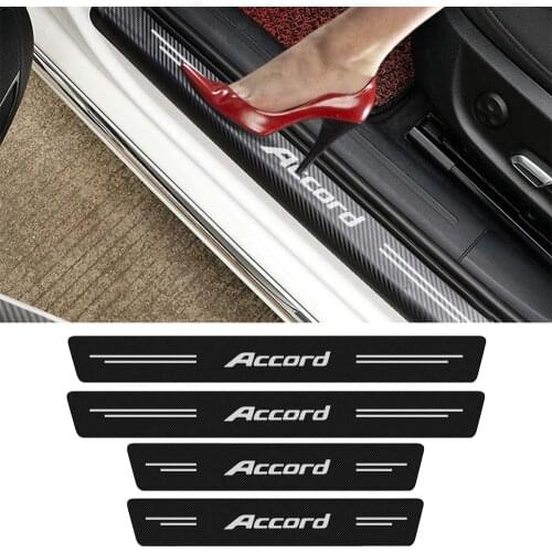 For Honda Accord 7 8 9 10 2020 2019 2018 2017 - 2003 Car Styling Logo Covers 4Pcs Car Scuff Plate Door Threshold Sill Stickers