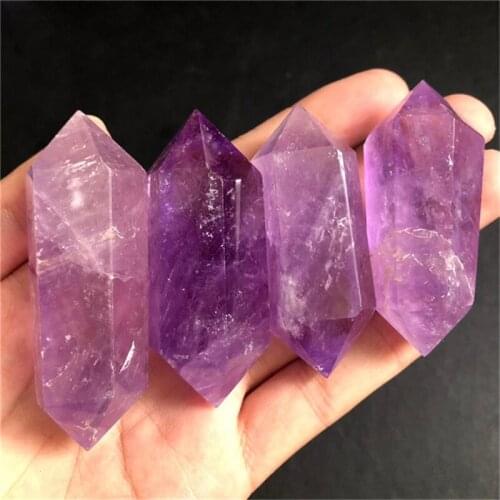 Natural gemstone amethyst double point tower crystals healing stones for home decoration
