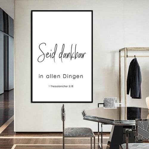 German Bible Verse Print 1 Thessalonicher 5:18 Christian Wall Art Canvas Painting Scripture Poster Picture Bedroom Decor