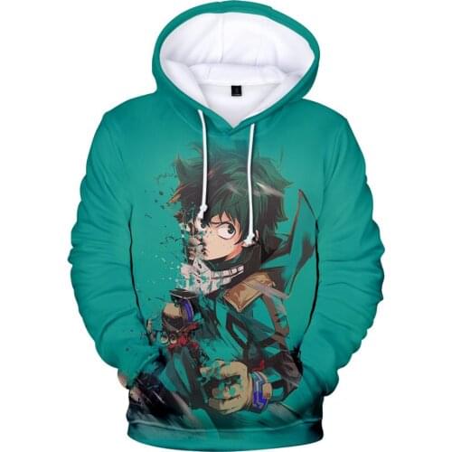 New Japan Anime My Hero Academia 3D Print unisex Hoodies Sweatshirts Cartoon Long Sleeve Boys/girls green Coats Popular Clothes