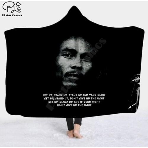 Reggae Bob Marley Character Hooded Blanket Adult colorful child Sherpa Fleece Wearable Blanket Microfiber Bedding style-1
