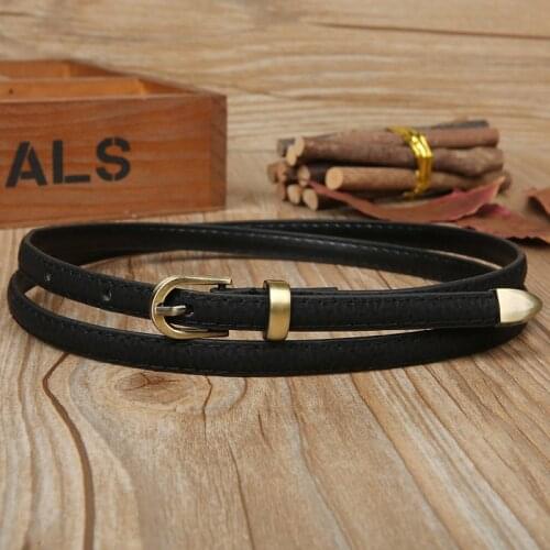 Pigskin Genuine narrow Leather Belt Luxury Strap Dress And Skirt Belts Fashion For Women classic Matt Golden Buckle