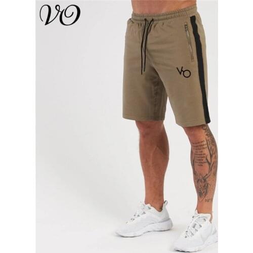 Summer new mens shorts cotton zipper pocket casual pants jogger embroidered logo fitness fashion sports pants