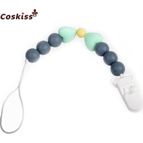 Silicone Teether Beads Mental Pacifier Clip Toodler Food Grade Baby Silicone Letter Beads Eco-Friendly Baby Teether Toy