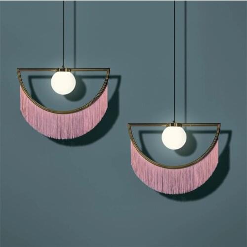 Modern Cloth Art Restaurant Pendant Lights Coffee shop Bar Bedroom Pendant Lamp Nordic Foyer Hanging Light Fixtures Home Deco