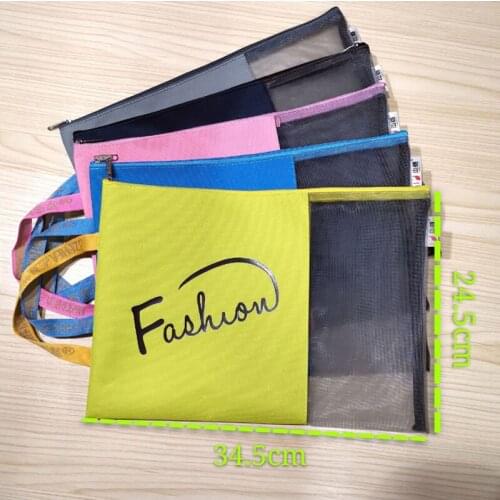 Oxford Cloth Document Bag Waterproof Document Portable File Bag Cosmetic Pouches Travel Schools and Office Pink 34.5*24.5cm size