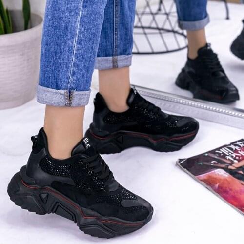 Tonar Vira Black Suede Beads Embroidered Sports Shoes New Season Convenient Seasonal Style Sneaker