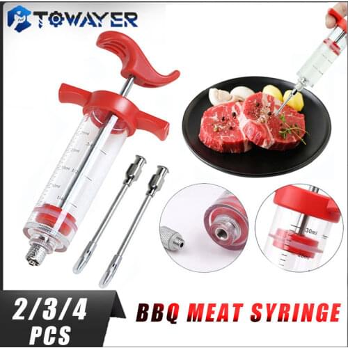 Towayer Hot Selling BBQ Meat Syringe Marinade Injector Turkey Chicken Flavor Syringe Kitchen Cooking Syinge Accessories