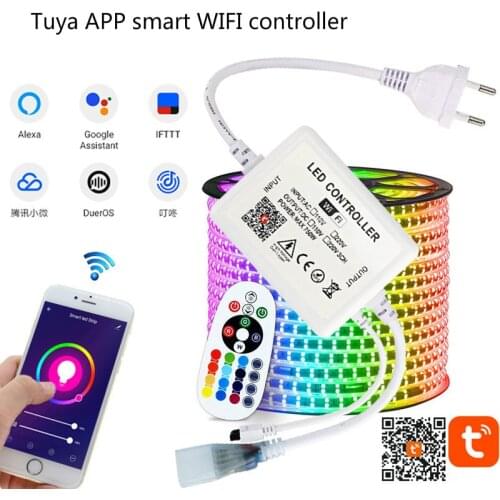Tuya APP smart WIFI led controller AC 110V 220V rgb controller light strip IR 24 keys remote Lamp for RGB Led strip lights