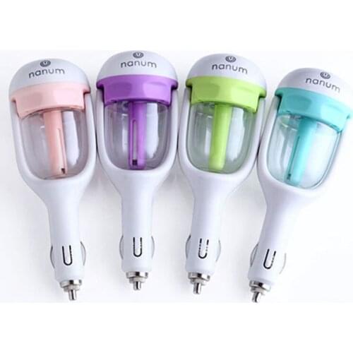 Aroma Essential Oil Diffuser Mini Ultrasonic 12V Car Steam Humidifier Air Purifier LED Light USB freshener