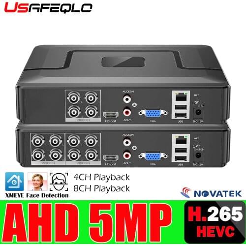 USAFEQLO Hybrid 4CH 8CH AHD 5MP Mini DVR NVR H.265 XVR Video Recorder for Analog AHD Camera Camera HDMI Onvif Surveillance DVR