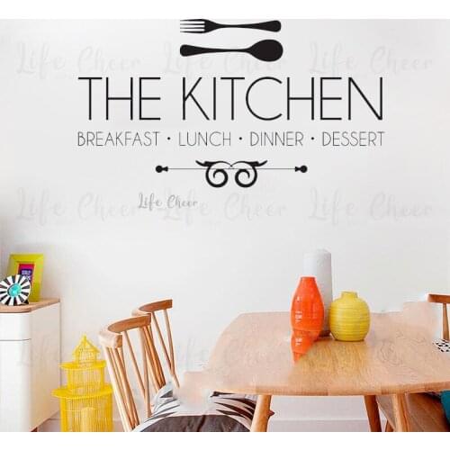 The Kitchen Logo Vinyl Wall Murals Dinner Lunch Service Wall Stickers Restaurant Kitchen Decoration Vinyl Poster Art AC457