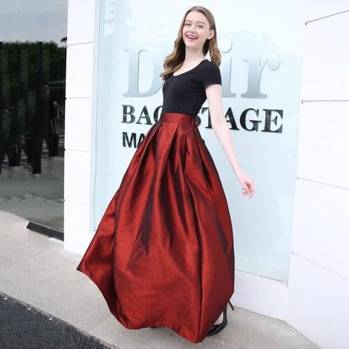 Fashion Spring Summer Floor Length Vintage Zipper Skirts Womens Elastic High Waist Solid Skirt Long Female Jupe Longue