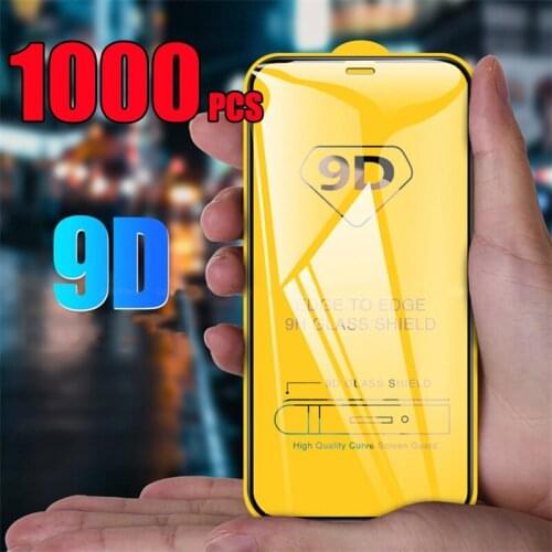 1000pcs 9D Full Glue Coverage 9H Tempered Glass Guard Film Screen Protetcor For iPhone 12 Mini 11 Pro Max XS XR X 8 7 6 Plus SE