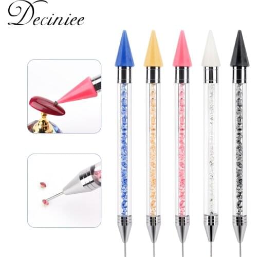 1pc Dual-ended Nail Dotting Pen Crystal Beads Handle Rhinestone Studs Picker Wax Pencil Manicure Acrylic Handle Nail Art Tools