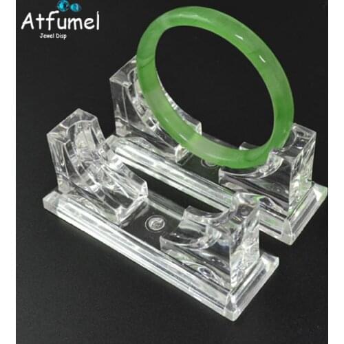 2Pcs Acrylic Bangle Jewelry Display Stand Clear Jade Gold Silver Bangle Jewelry Organizer Storage Case Wedding Jewelry Stand