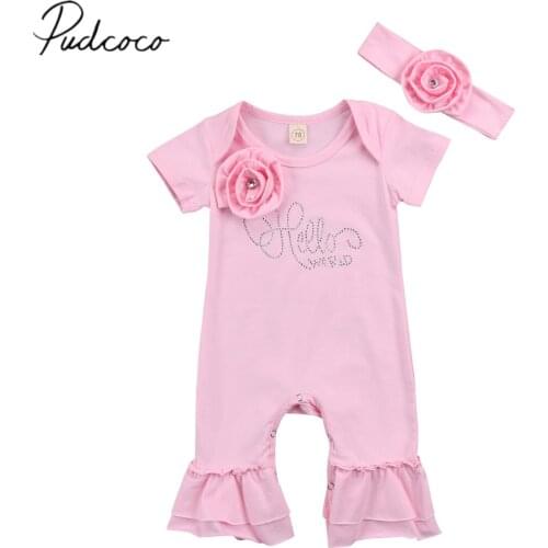 2019 Brand New Newborn Toddler Infant Kid Baby Girls Flower Romper Jumpsuit Headband 2Pcs Outfits 3D Flower Clothes