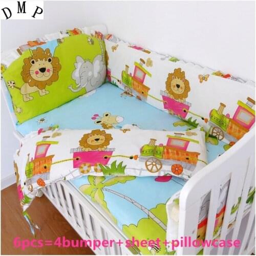 6PCS Lion Bumper kids bedding bumper Child Bedding Sets,Newborns Crib Sets kit berço para bebê (4bumper+sheet+pillow cover)