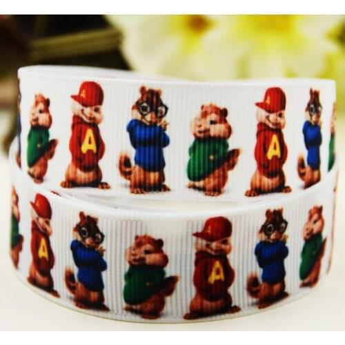 22mm 25mm 38mm 75mm Alvin and the Chipmunks Cartoon printed Grosgrain Ribbon party decoration 10 Yards X-03078