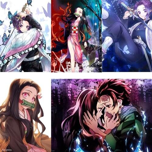 DIY Diamond Painting Kimetsu No Yaiba Diamond Mosaic Full Diamond Embroidery Diamond Accessories Room Decoration