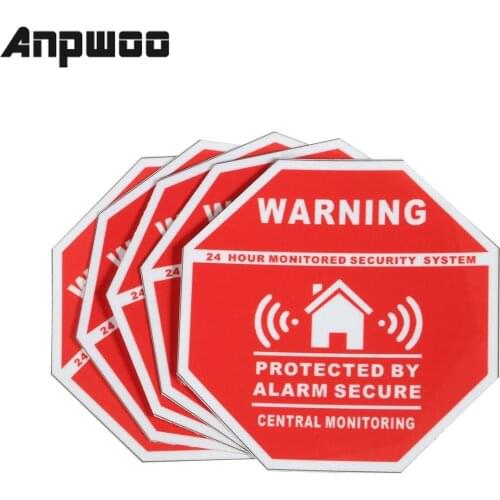 ANPWOO 5Pcs Home House Alarm Security Stickers / Decals Signs for Windows & Doors New