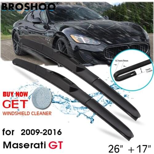 Car Wiper Blades Front Window Windscreen Windshield Wipers Blades U Hook Arm Auto Accessories For Maserati GT 26"+17" 2009-2016