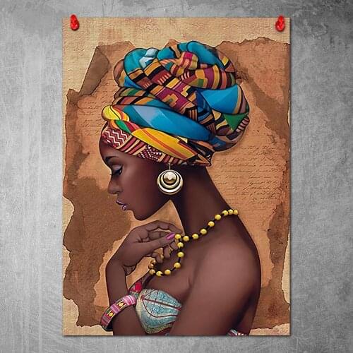 No Frame African Black Woman Art Poster Wall Art Print Canvas Painting Nordic Posters and Prints Wall Pictures Room Decor