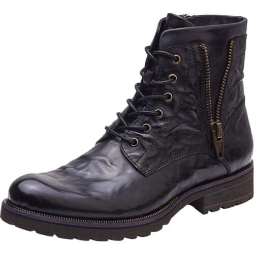 Cowskin Shoes Handmade Men Boots Fashion Shoes Classic Wild Stylish Unique Boots Military Boots Hand Made High End Fashion Boots