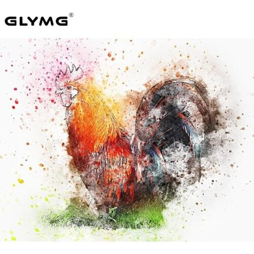GLymg Diy Diamond Painting Colour Drawing Cock Full Drill Square Chicken Diamond Embroidery Cross Stitch Wall Picture Home Decor