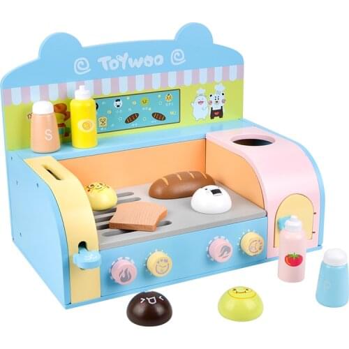Toy Woo Kids Wooden Pretend Play Sets Childrens Toaster Boys and Girls Simulated Oven Microwave Cooking Toys St