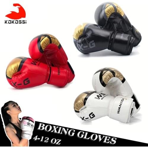 KoKossi Kick Boxing Gloves for Men Women PU Karate Muay Thai Guantes De Boxeo Fight MMA Sanda Training Adults Kids Equipment