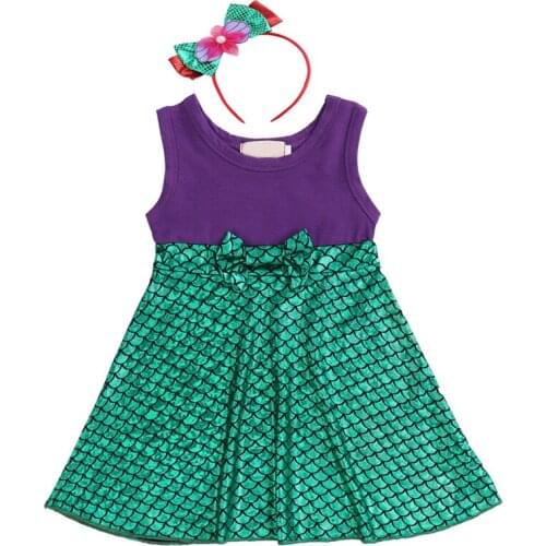 2pcs Set Girls Mermaid Princess Costume Cosplay Dress up Fancy Outfits for Baby Kid Children Birthday Party Kid Girl Clothes Set