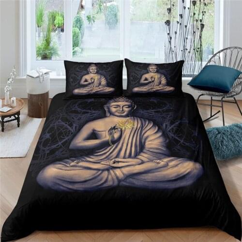 Luxury 3D Buddha Statue Print 2/3Pcs Bedding Sets Comfortable Duvet Cover Pillowcase Home Textile Queen and King EU/US/AU Size