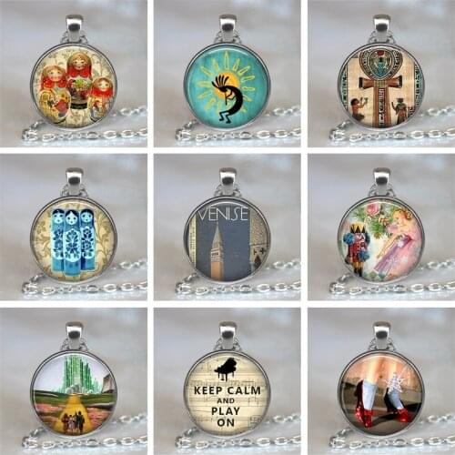 Yellow Brick Road Oz Art Pendant Wizard of Oz Necklace Oz Handmade Jewelry Birthday Gift Glass Cabochon Pendant Christmas Gift