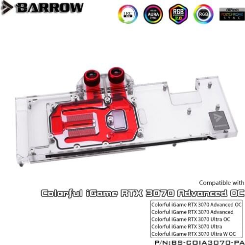 BARROW Full Coverage Water Block use for Colorful iGame RTX 3070 Advanced OC/Ultra W OC GPU Card Copper Radiator Cooler A-RGB