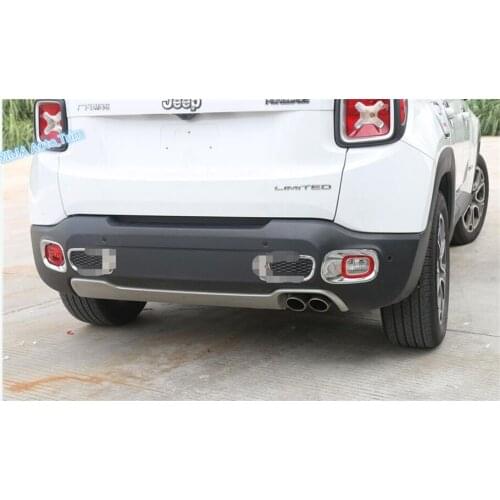 Lapetus Auto Styling Chrome Rear Behind Fog Lights Foglight Lamp Cover Trim 2 Pcs For Jeep Renegade 2015 2016 2017 2018 2019 ABS