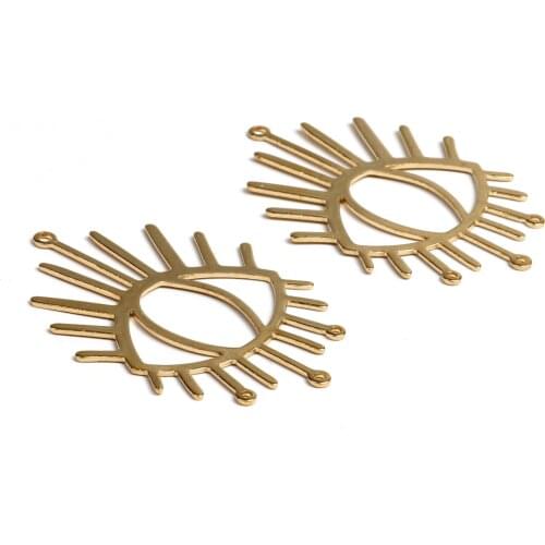 Brass Eyes Charms, Raw Brass Earrings Findings,Raw Brass Pendant,Eye shaped Earring Brass Charm,Jewelry Supplie,38x50.5mm-RB1338
