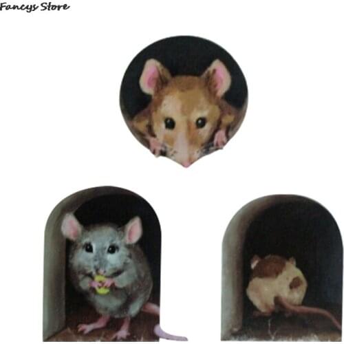 Cute Mouse Hole Wall Stickers 1 Set Of Childrens Room Three-dimensional Wall Stickers Decoration To Improve Kid Imagination