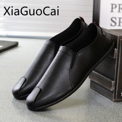 Leather Mens Loafers 2020 Casual Fashion Mens Loafers Soft Leather Slip on Mens Flat Casual Shoes