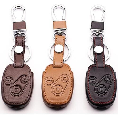 High quality Genuine Leather key chain ring cover case holder ,car styling For Honda CR-V Fit Pilot Honda Accord Civic ,3 Button