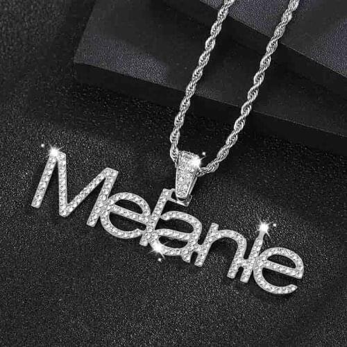 Custom Personalized Name Iced Out Necklace Letters Zirconia Necklace Hip pop Tennis Chain Stainless Steel Jewelry For Men Women