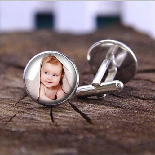 Custom Mens Shirt Cufflinks Photo of Your Baby Child Mom Dad Grandparent Loved One Gift for Family Member Gift